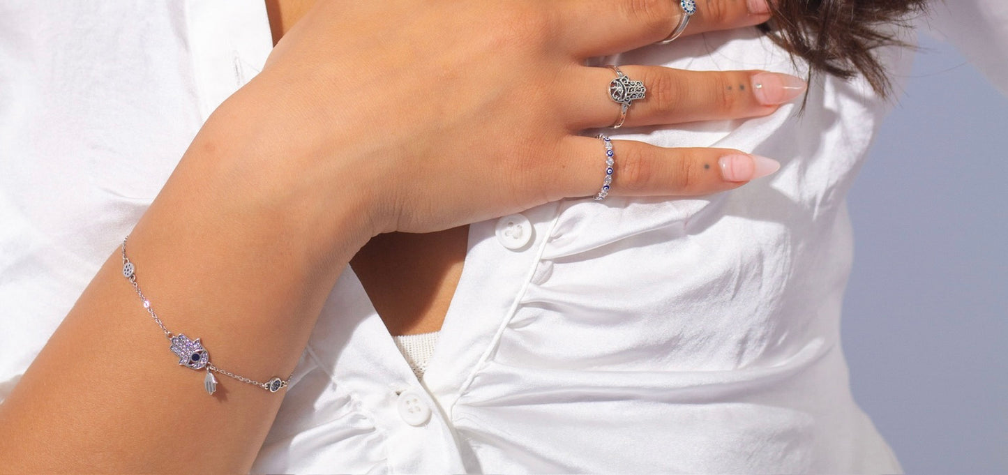 925 Sterling Silver - Hamsa Hand Bracelet