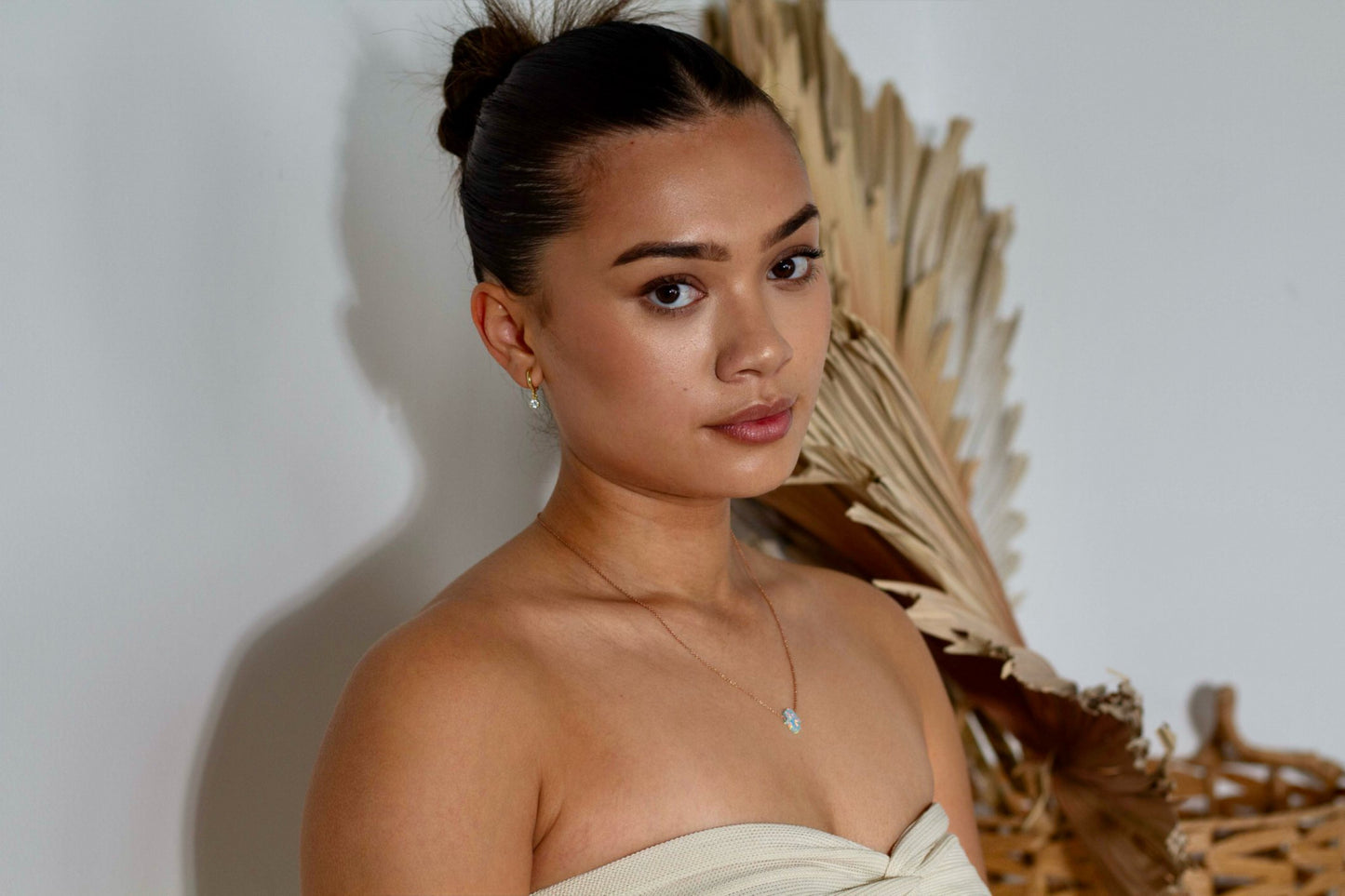 Stainless Steel - Gold Mini Hoop Crystal Earrings