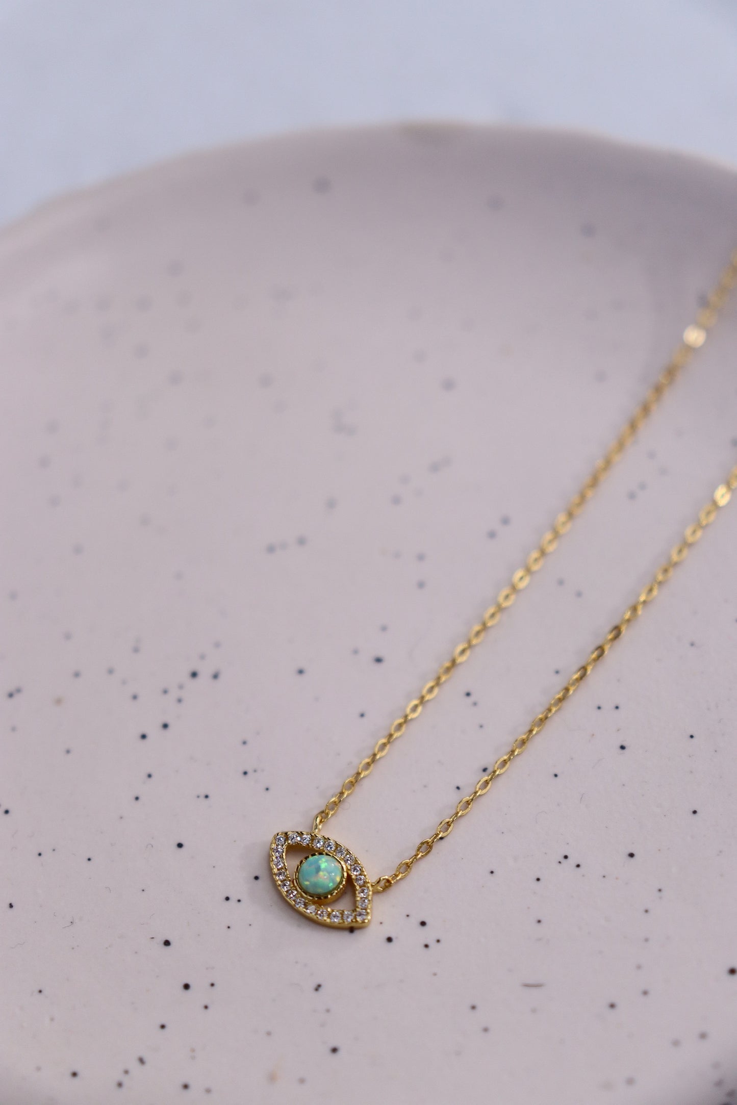 925 Sterling Silver - Green Evil Eye Necklace