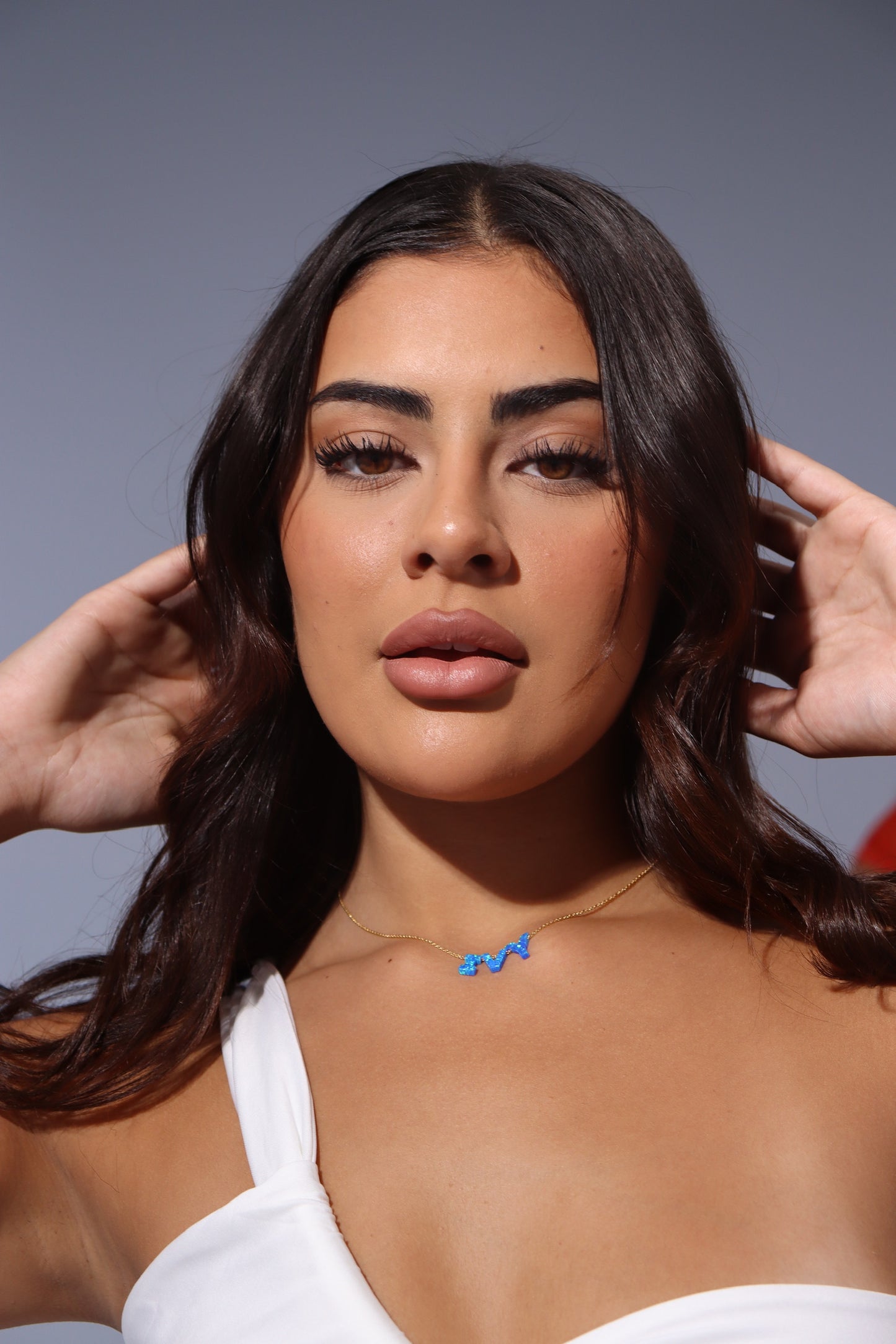 Blue Opal Custom Letter Necklaces
