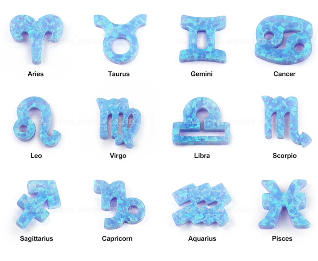 Blue Opal Zodiac Sign Necklaces