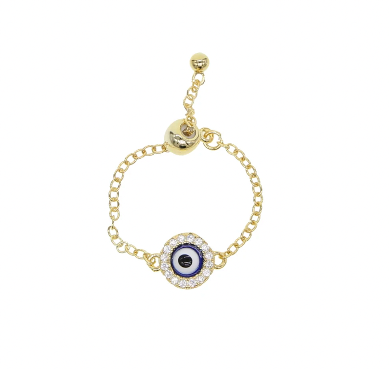 Cubic Zirconia - Chain Evil Eye Diamond Ring
