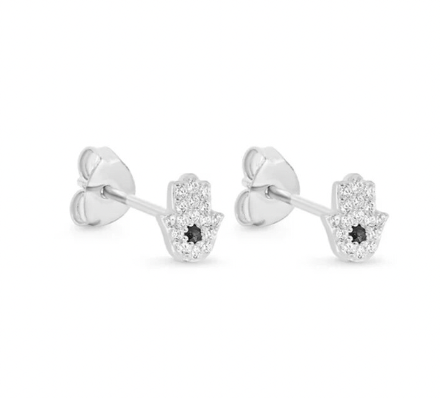 925 Sterling Silver - Mini Gold Hamsa Hand Earrings