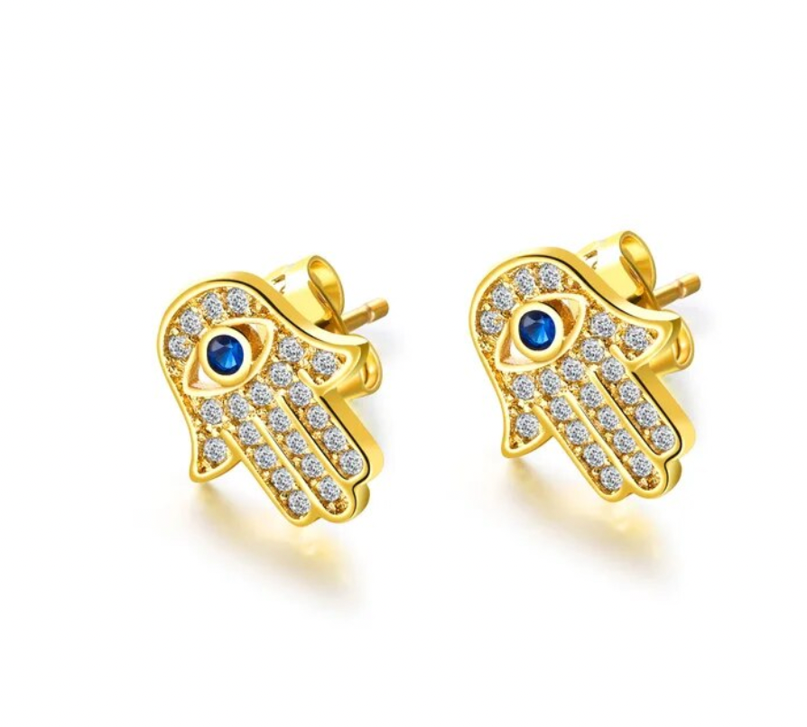 18k Plated Copper - Hamsa Hand Earrings