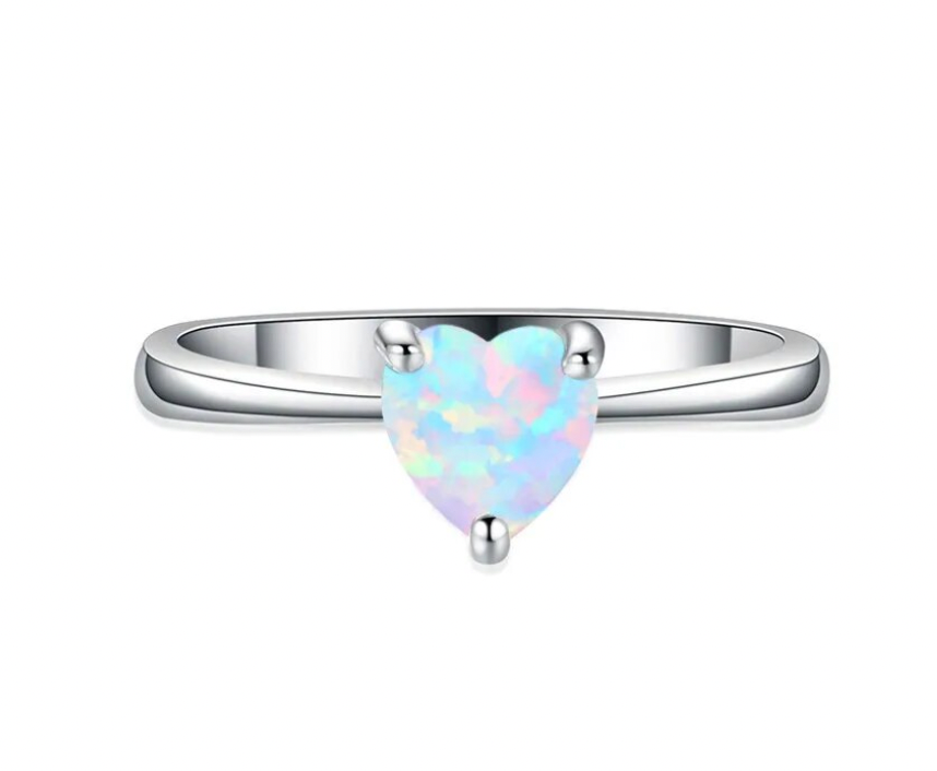 Cubic Zirconia - Opal Heart Rings