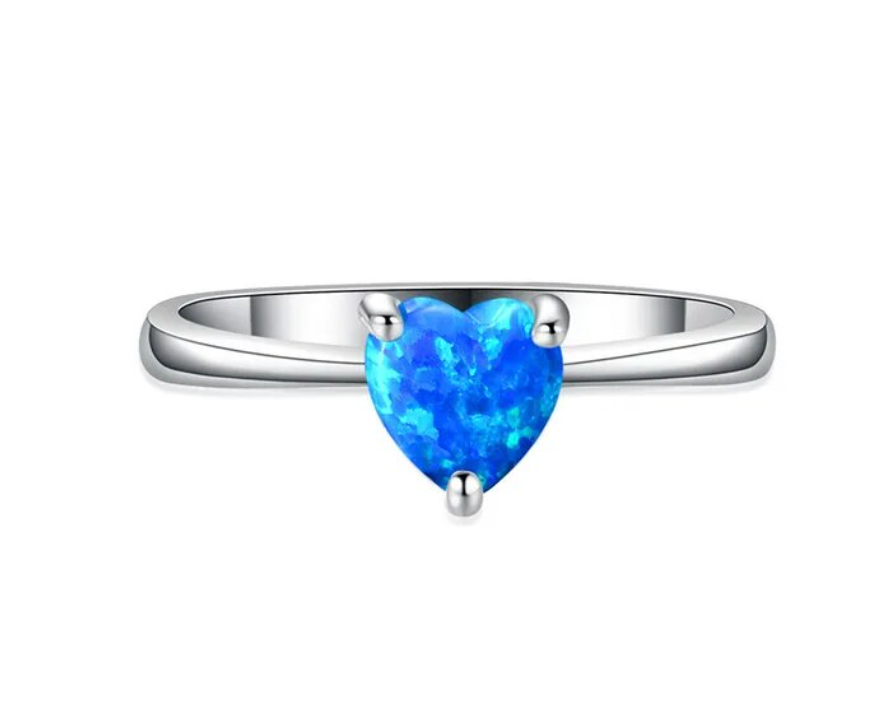 Cubic Zirconia - Opal Heart Rings