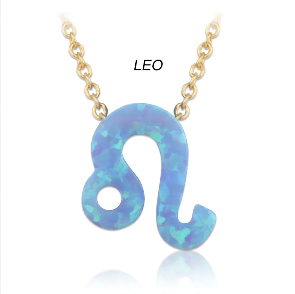 Blue Opal Zodiac Sign Necklaces