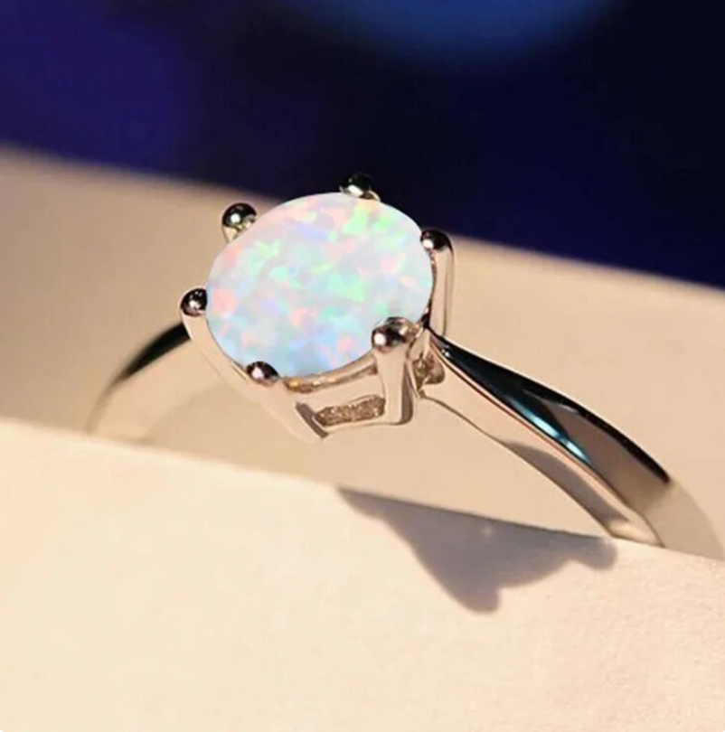 Cubic Zirconia - Opal Circle Ring