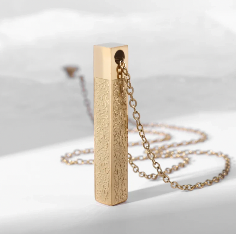 Stainless Steel Islamic Cube Necklace