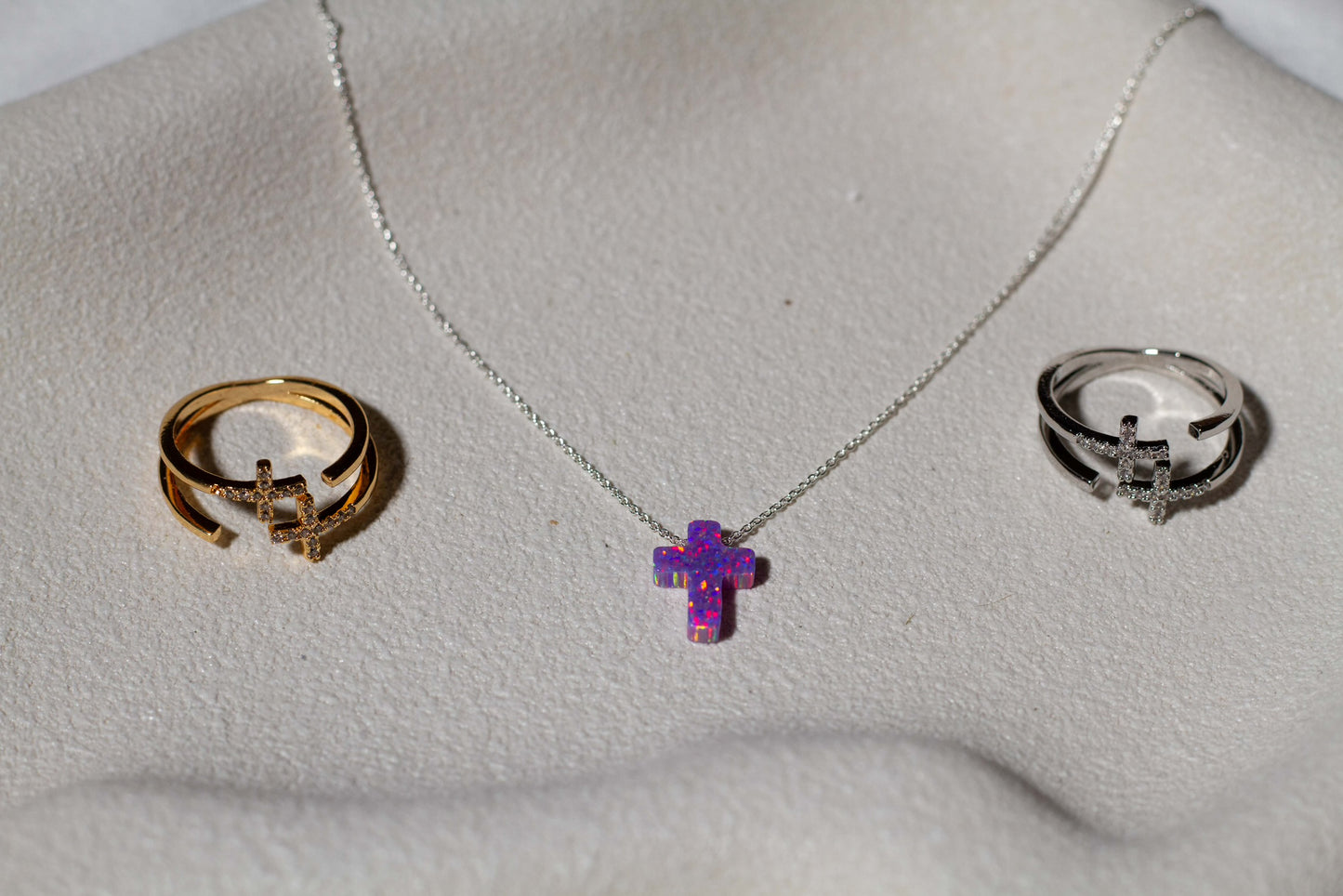 Stainless Steel - Double Cross Diamond Rings