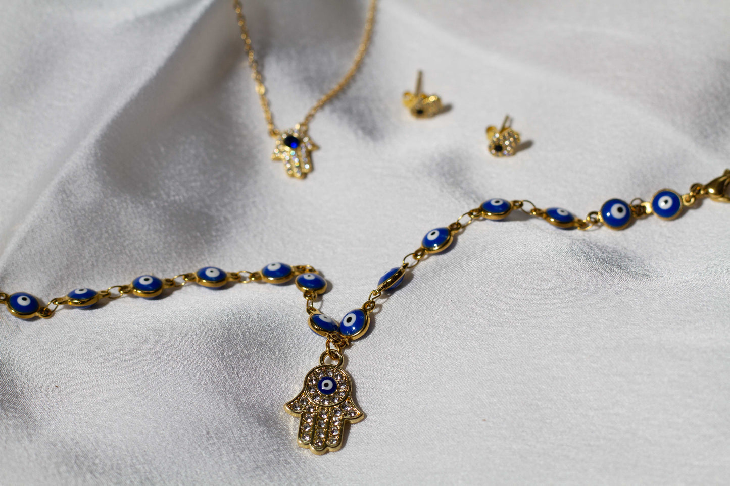 Stainless Steel - Evil Eye + Hamsa Hand Anklet