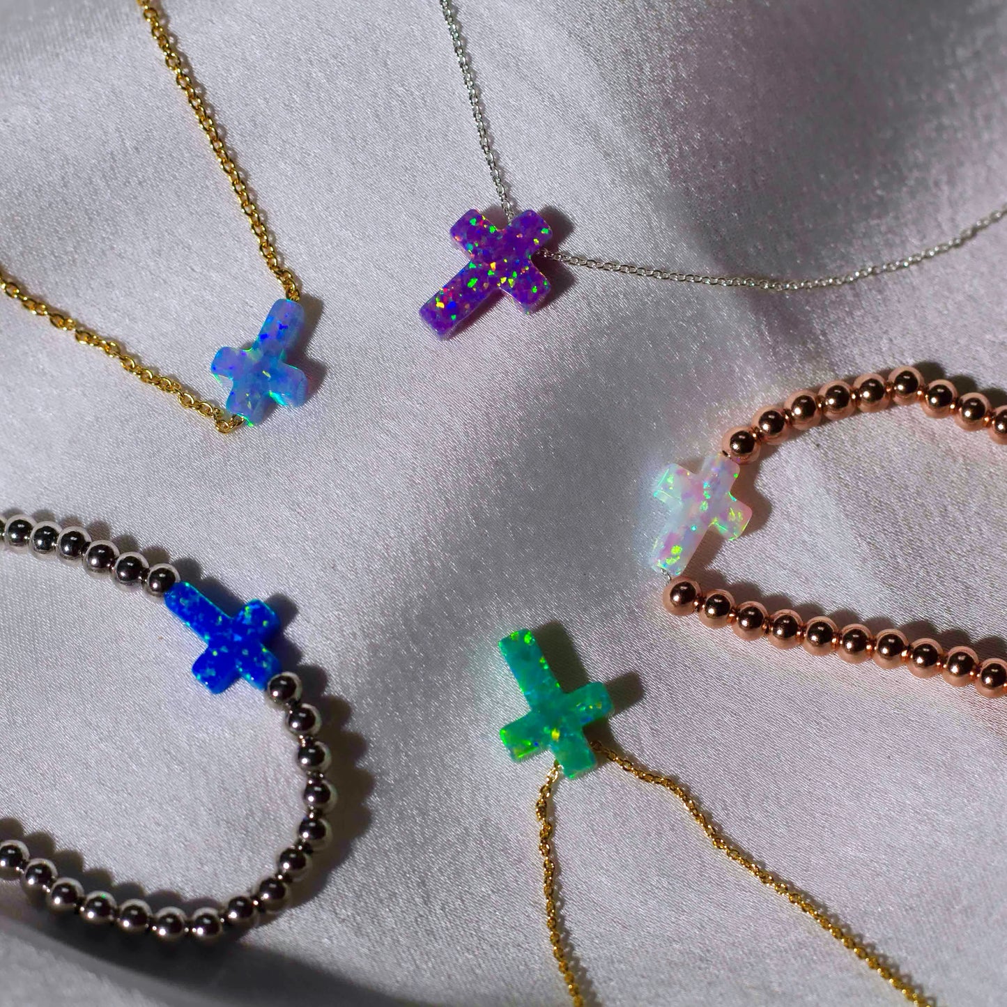 Opal Cross Beaded SET