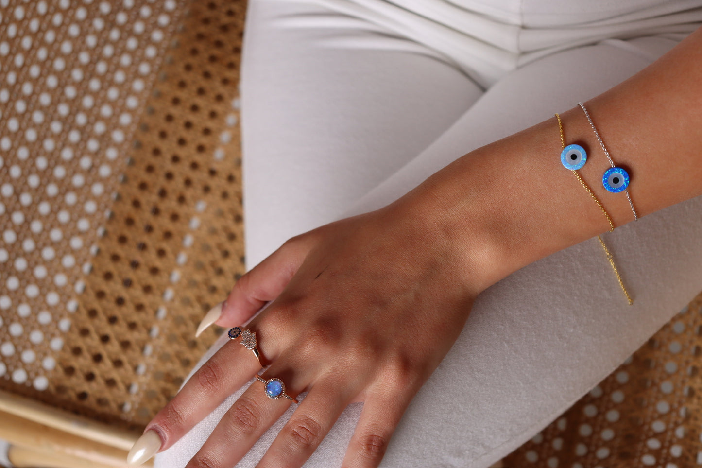 Opal Evil Eye Chain Bracelets