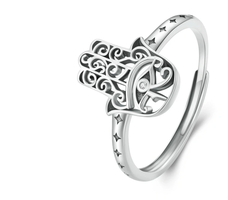 925 Sterling Silver - Hamsa Hand Ring