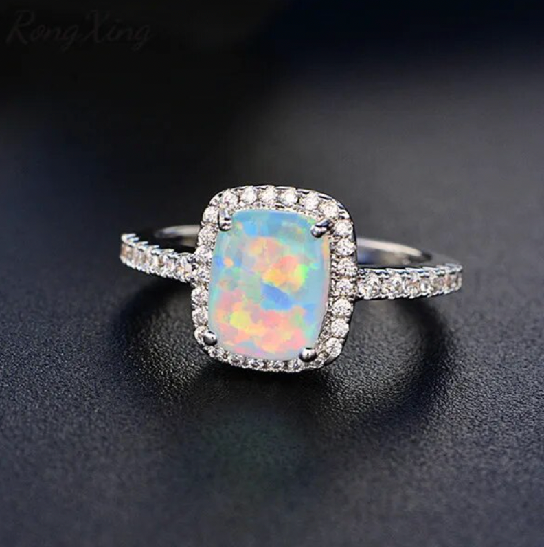 925 Sterling Silver - Cushion-Cut Diamond Rings