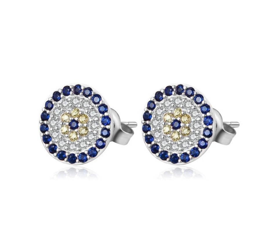 925 Sterling Silver - Large Evil Eye Earrings