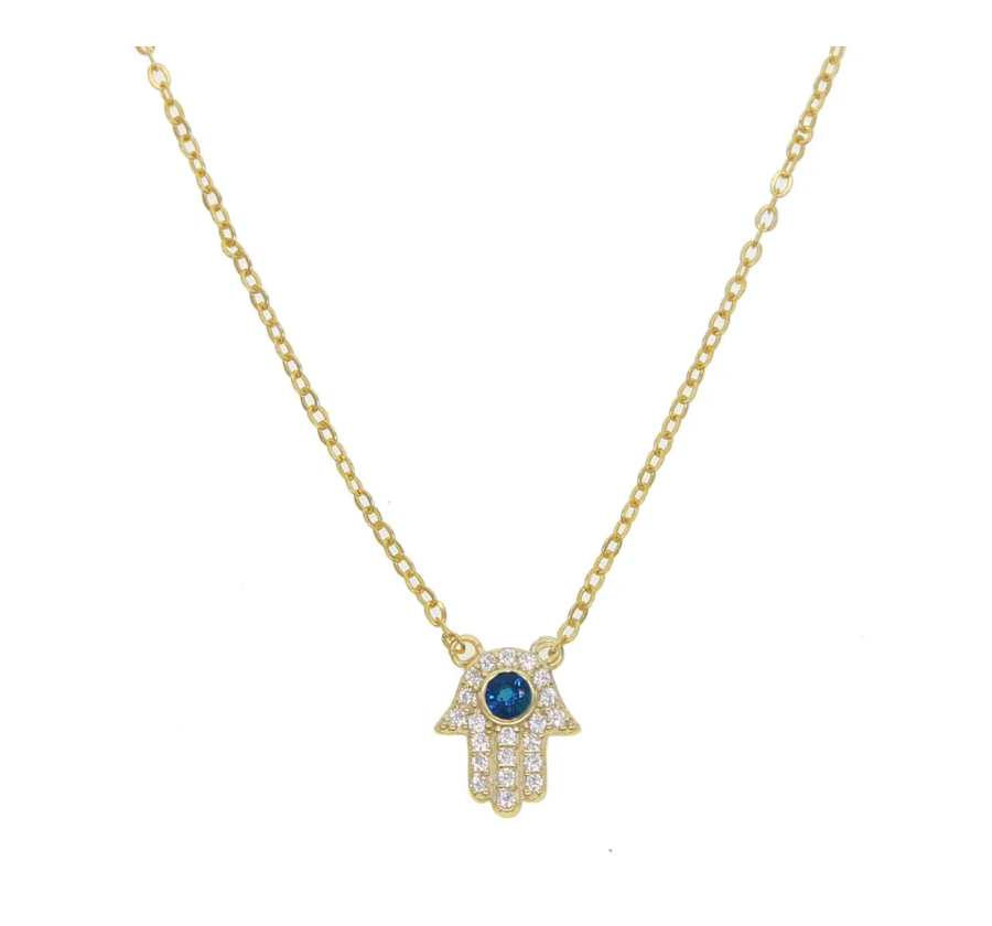 925 Sterling Gold - Mini Hamsa Hand Necklace
