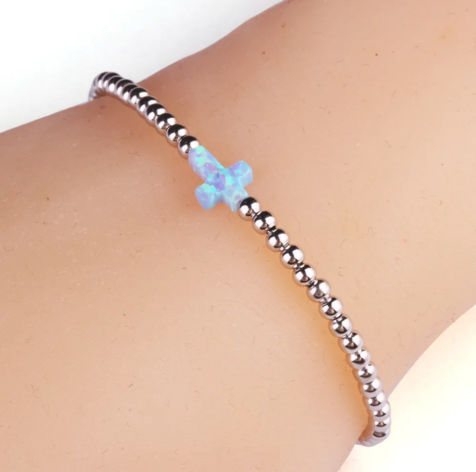 Opal Cross Beaded SET