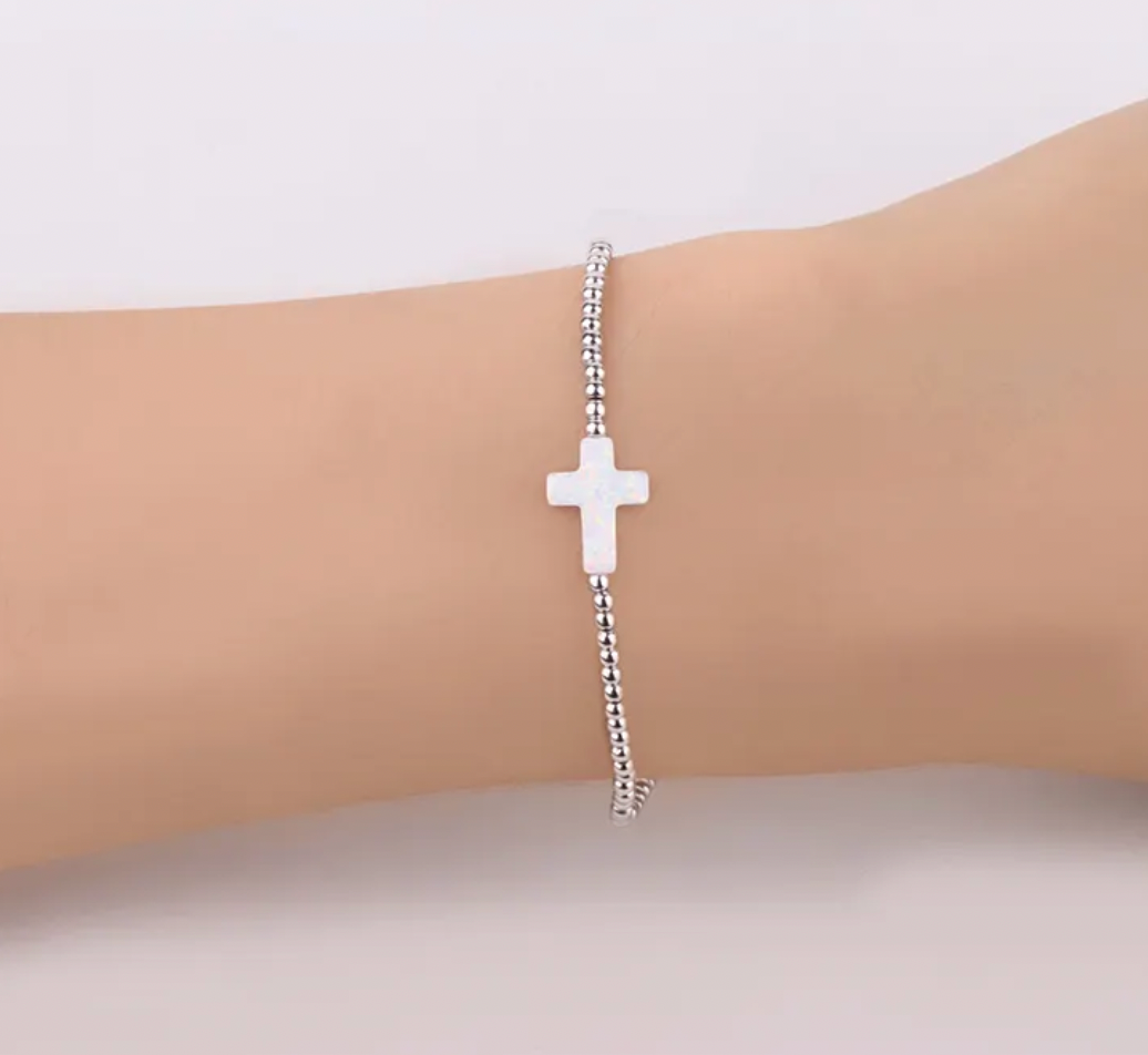 Opal Cross Beaded SET