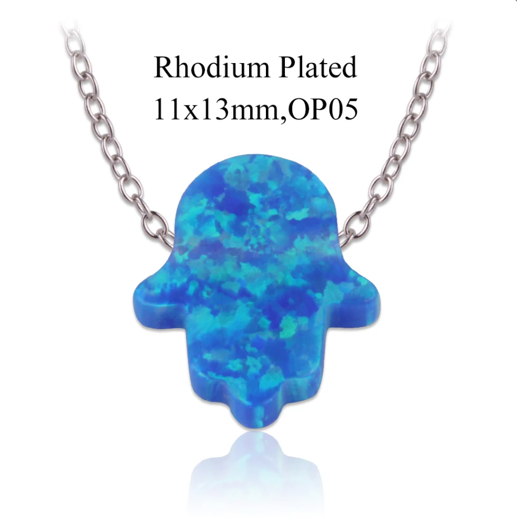 Opal Hamsa Hand Necklaces