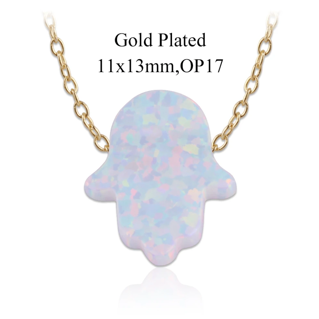 Opal Hamsa Hand Necklaces