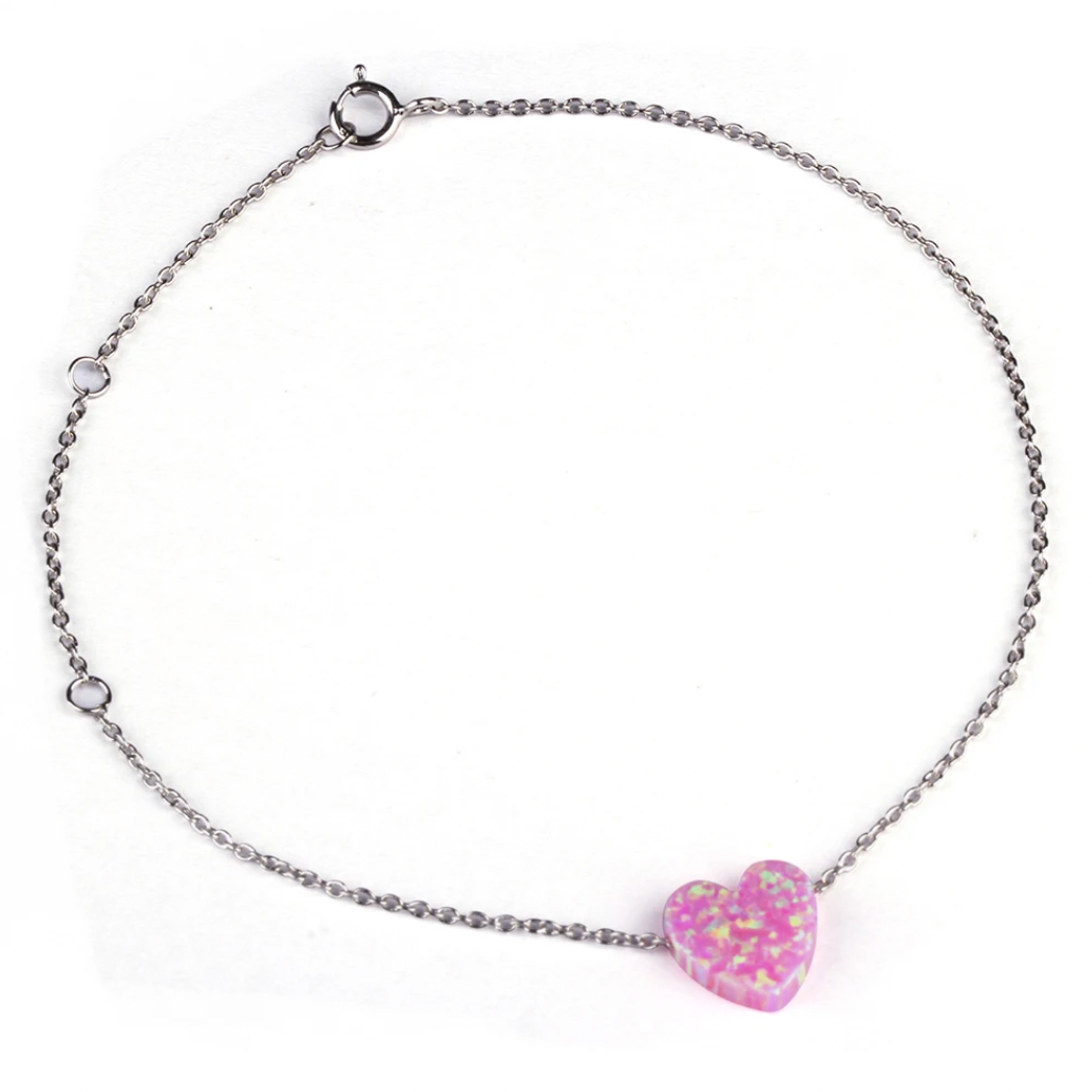 Opal Heart Chain Bracelets