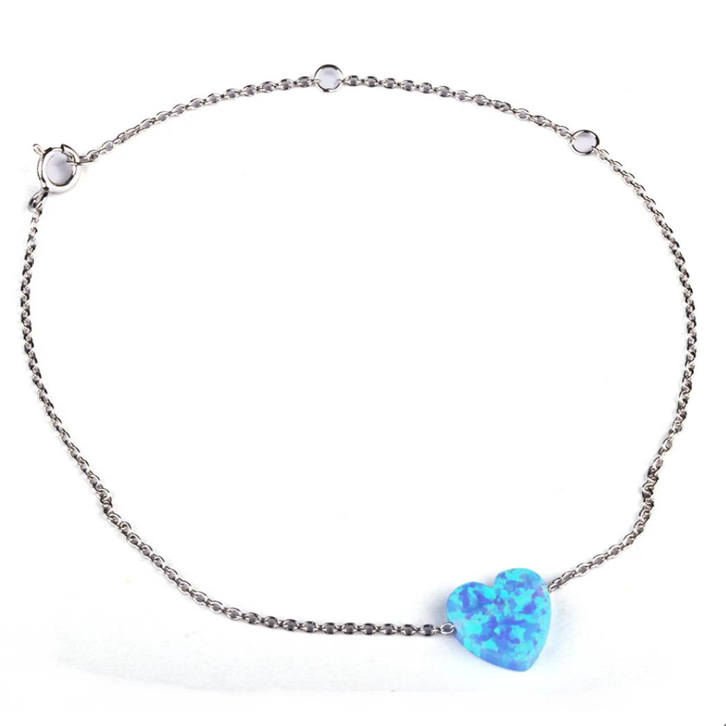 Opal Heart Chain Bracelets