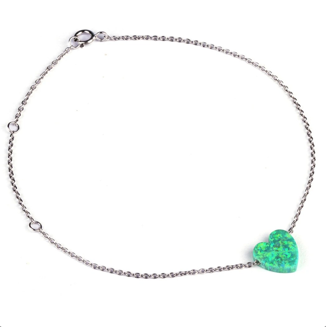 Opal Heart Chain Bracelets
