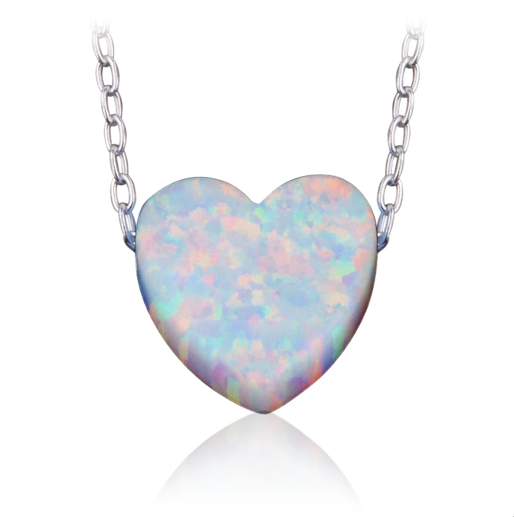 Opal Heart Necklaces