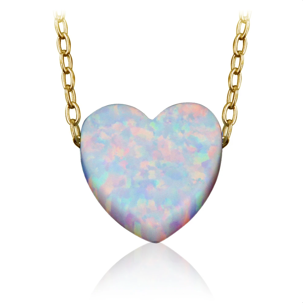 Opal Heart Necklaces