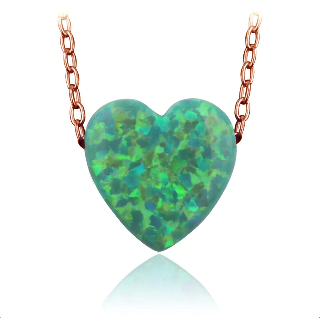 Opal Heart Necklaces