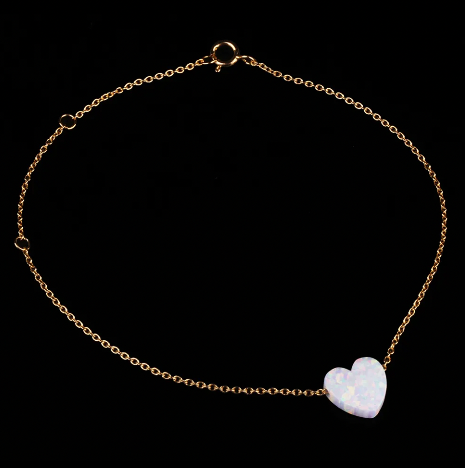 Opal Heart Chain Bracelets