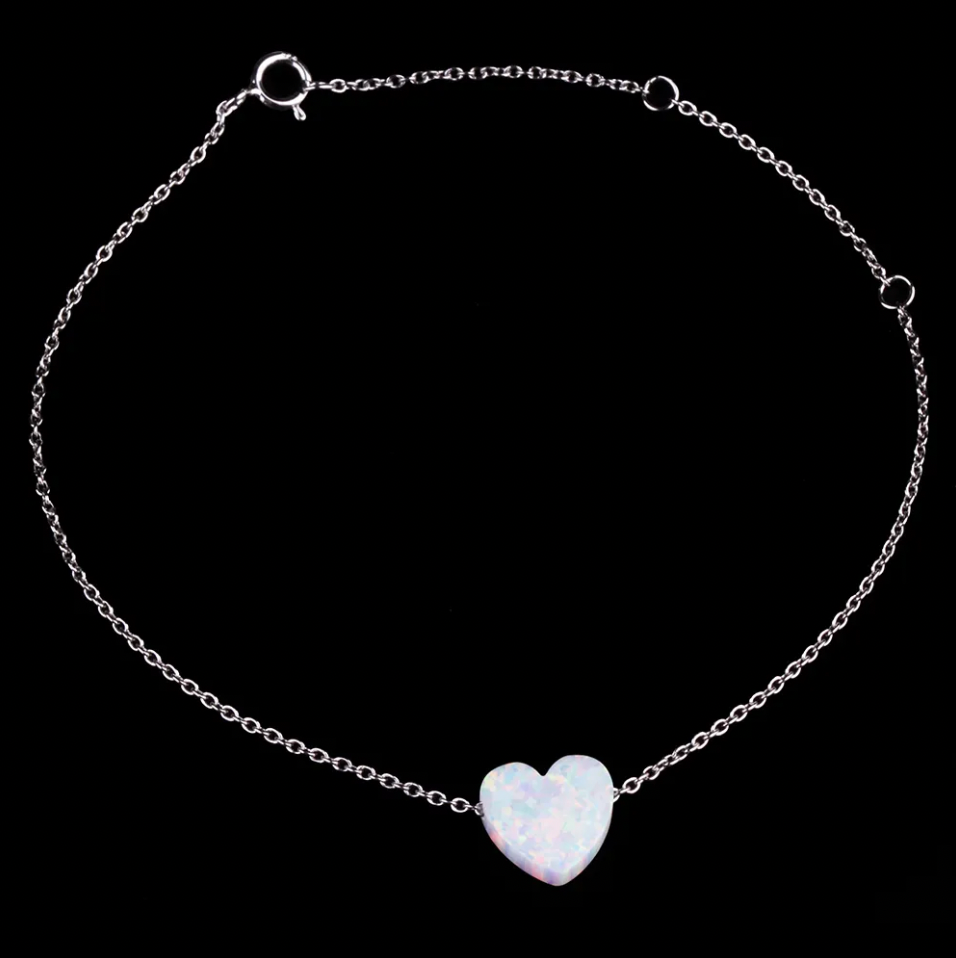 Opal Heart Chain Bracelets