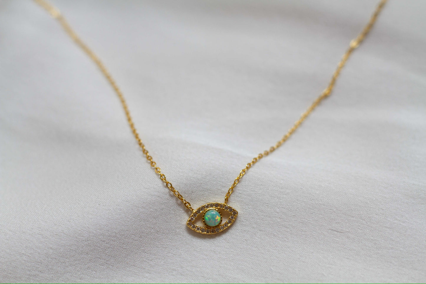 925 Sterling Silver - Green Evil Eye Necklace